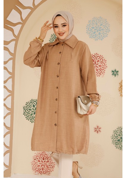 Düğmeli Camel Tesettür Tunik 70881C
