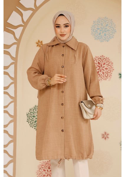 Düğmeli Camel Tesettür Tunik 70881C
