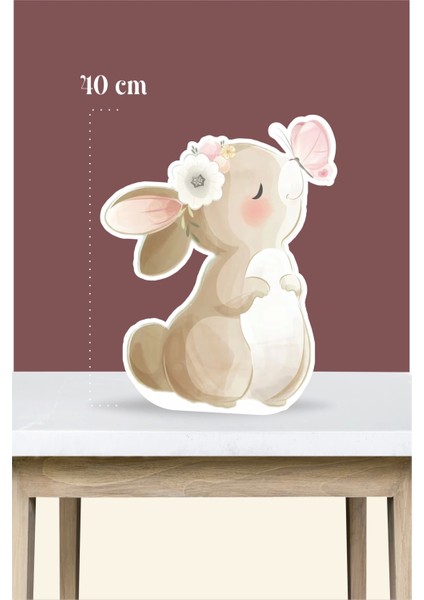 Kelebekli Tavşan Temalı - 40 cm Ayaklı Pano