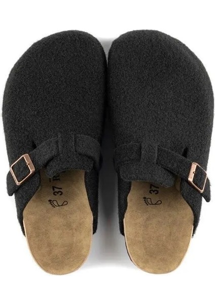 kadın mantar taban keçeli konfor modeli kışlık önü kapalı keçe modeli sabo günlük rahat ev terliği modelleri