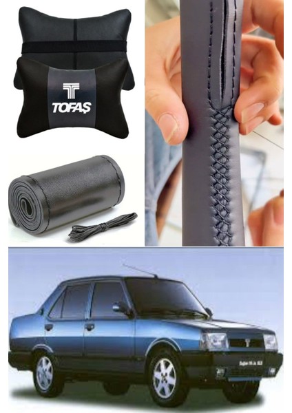 Tofaş Doğan Direksiyon Kılıfı Dikmeli Düz Deri Ultra Esnek Ithal & 2'li Lüks Boyun Yastığı modelleri