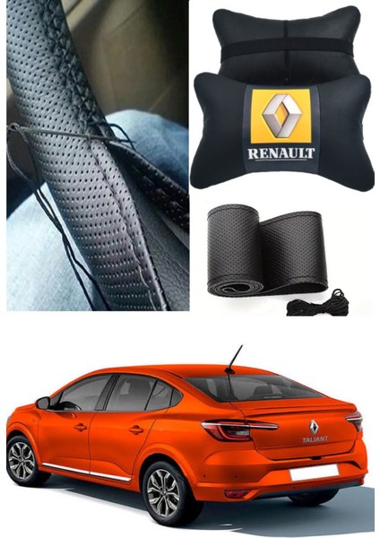 Reno Taliant Direksiyon Kılıfı Dikmeli Nokta Desenli Ultra Esnek Ithal Deri&2'li Lüks Boyun Yastığı modelleri