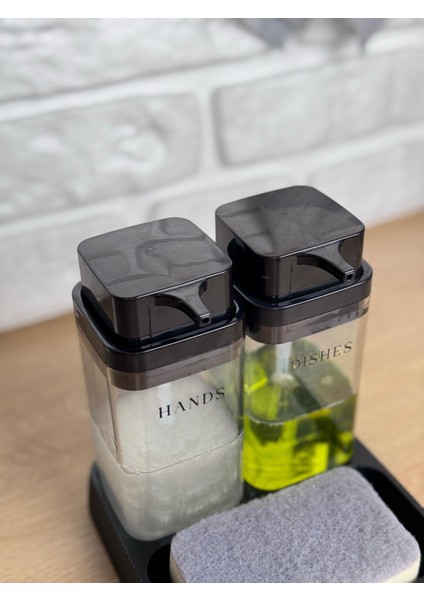 Siyah Deluxe Kare Standlı Şeffaf Sıvı Sabunluk ve Deterjanlık fırsatları