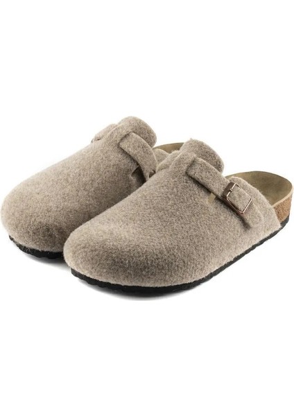 kadın mantar taban keçeli konfor modeli kışlık önü kapalı keçe modeli sabo günlük rahat ev terliği modelleri