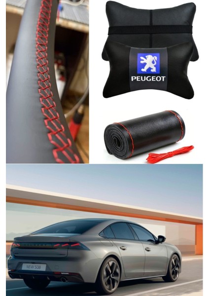PEUGEOT-508 Serisi Direksiyon Kılıfı Dikmeli& 2'li Oto Boyun Yastığı(Ultra Lüks Kalite) modelleri