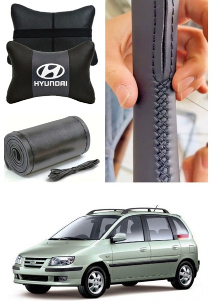 Hyundai Matrix Direksiyon Kılıfı Dikmeli Düz Deri Ultra Esnek Ithal & 2'li Lüks Boyun Yastığı