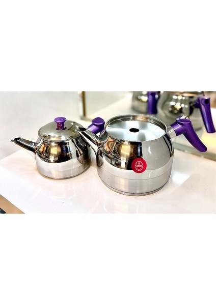 Lila Kulp Çelik Çaydanlık Takımı, Orta Boy, 3-5 Kişilik, Şık ve Kullanışlı, 2,75 L fiyatları