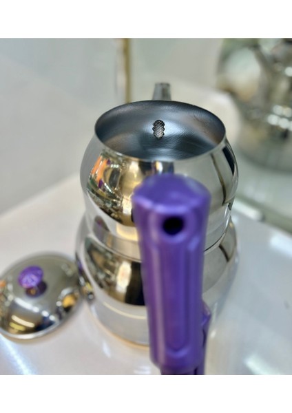 Lila Kulp Çelik Çaydanlık Takımı, Orta Boy, 3-5 Kişilik, Şık ve Kullanışlı, 2,75 L modelleri