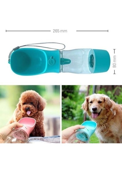 Buffer® Taşınabilir Mama Hazneli Evcil Hayvan Suluğu Seyahat Kabı Kilitlenebilen Su Sızdırmaz 380ML