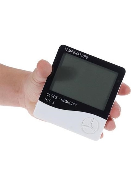 Buffer® Iç ve Dış Ortam Sıcaklığını Ölçebilen LCD Ekran Saat Göstergeli Alarmlı Nem Ölçer Termometre