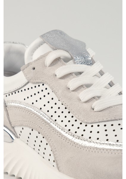 Delphine Beyaz Süet Deri Kadın Sneakers, Deri, Günlük Ayakkabı, Spor Ayakkabı 25078 indirimleri