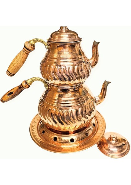 El yapımı bakır çaydanlık, dayanıklı ve şık tasarım, 2 L metalik renk