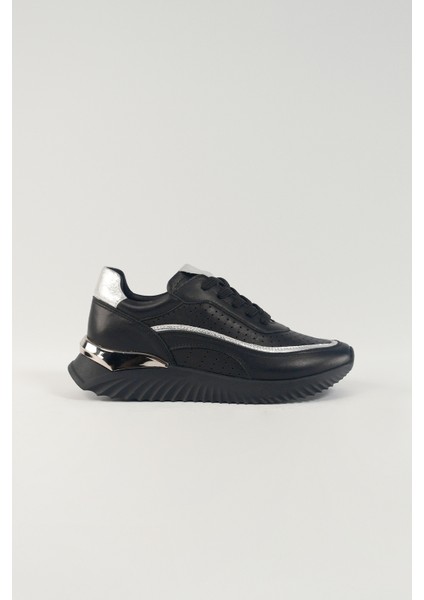 Delphine Siyah Deri Kadın Sneakers, Deri, Günlük Ayakkabı, Spor Ayakkabı 25078