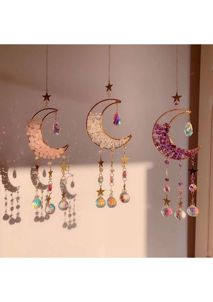 Pembe Kuvars Kristal Kuvars Ametist Doğal Taş Rüzgar Çanı