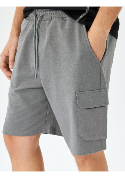 Beli Bağcıklı Kapaklı Cep Detaylı Pamuk Karışımlı Spor Şort indirimleri