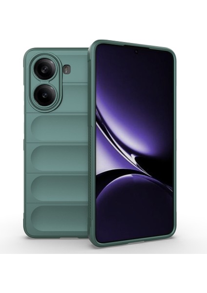 Poco X7 Pro Kılıf Esnek Tpu Oyuklu Arka Yüzey Tasarımlı Frm Etnik Silikon Kapak - Koyu Yeşil