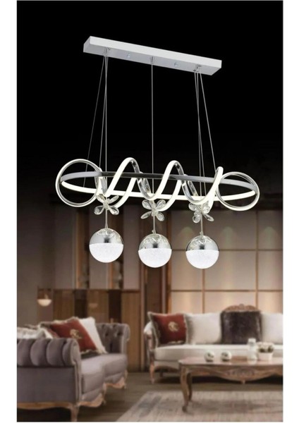 Çemberli Kıvrım Masaüstü (Yıldız) 3 Toplu LED Avize