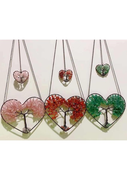 Pembe Kuvars Turuncu Akik Yeşil Akik Doğal Taş Rüzgar Çanı