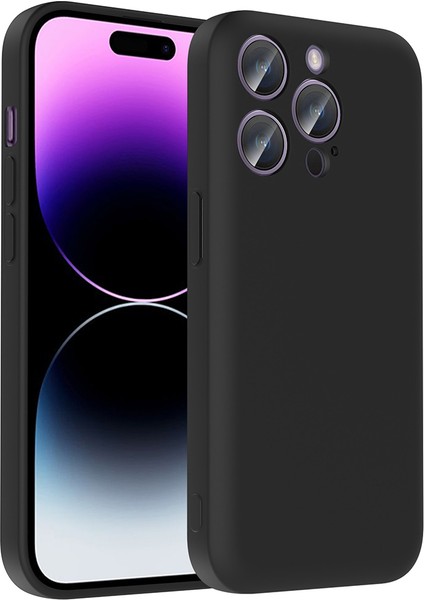 Apple iPhone 14 Pro Max Kılıf Kamera Korumalı Kartlık Hazneli Frm Vitra Kapak - Siyah