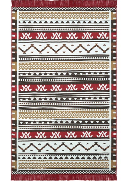 Lovely Renkli Kilim Halı Çift Taraflı Dokuma Makinede Yıkanabilir Etnik Banyo Balkon Mutfak Kilimi