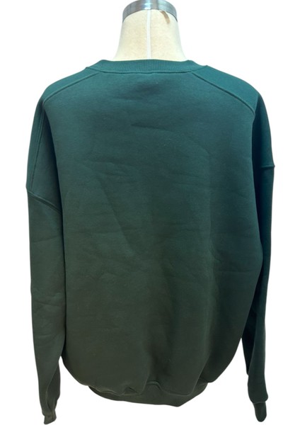 Yuvarlak Yaka Oversize Koyu Yeşil 3 Ip Sweatshirt
