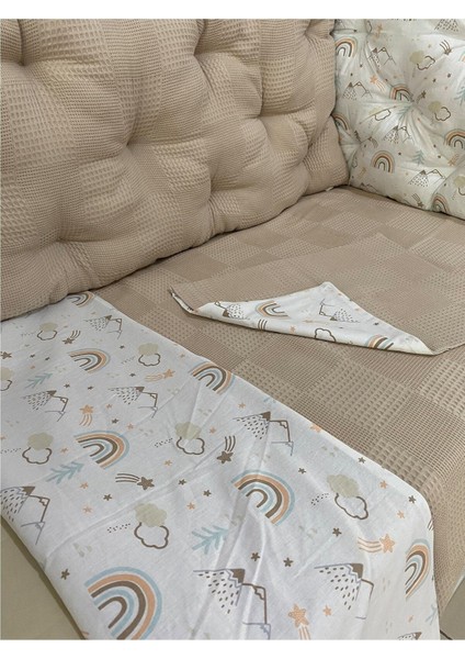 Waffle Pike Kumaş ve Dağ Desenli Kombin 90X190 Montessori Nevresim Takımı ve Kenar Koruma fırsatları