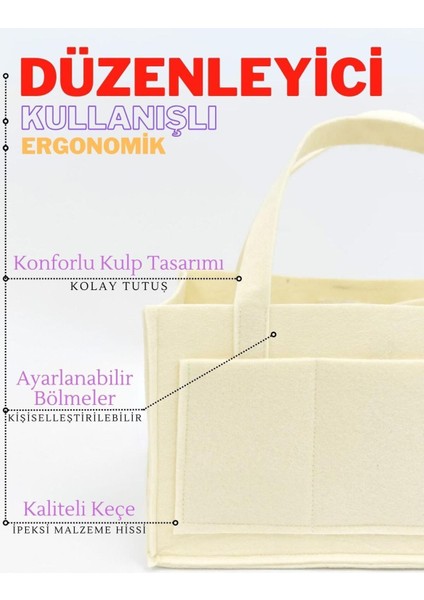 Keçe Anne Bebek Bakım Çantası Krem Yenidoğan Için Organizer Düzenleyici modelleri