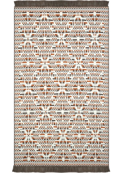 Lovely Turuncu Kilim Halı Çift Taraflı Makinede Yıkanabilir Yazlık Modern Banyo Mutfak Balkon Kilimi