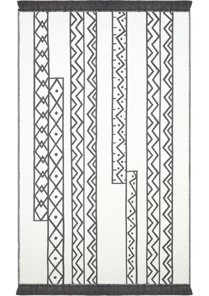 Lovely Beyaz Gri Kilim Halı Çift Taraflı Makinede Yıkanabilir Yazlık Kilim Mutfak Balkon Banyo Kilim