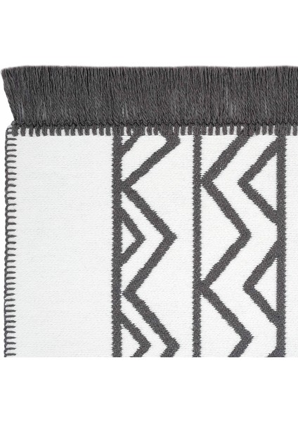 Lovely Beyaz Gri Kilim Halı Çift Taraflı Makinede Yıkanabilir Yazlık Kilim Mutfak Balkon Banyo Kilim