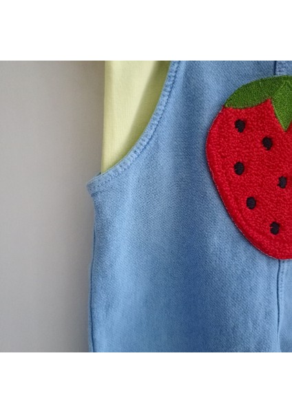 Bebe Yaka Çilek Detaylı Kız Bebek Salopeti fiyatları