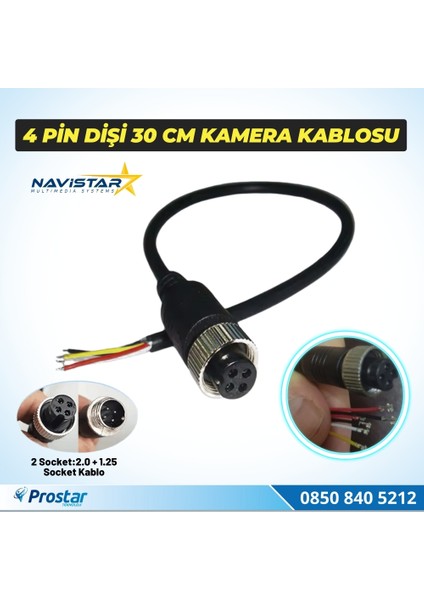 30 cm 4 Pin Aviation Dişi Soket Kısa Kamera Kablosu