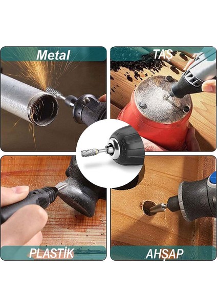 Freze Uç Törpü 9 Parça Uç Seti Kalıpçı Metal Demir Ahşap Plastik Taş Oyma Makinesi Ucu Matkap Uyumlu