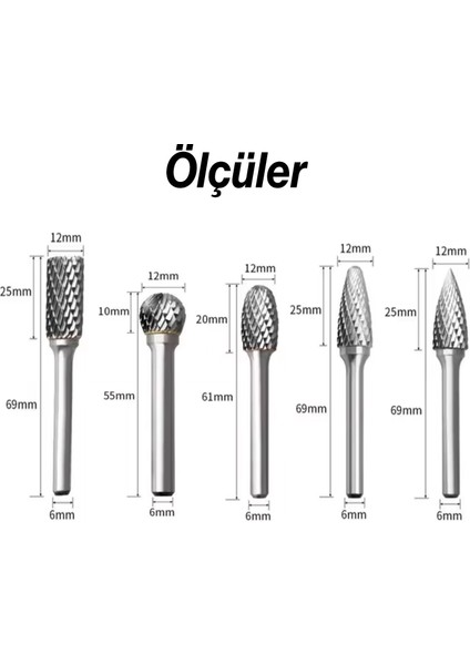 Freze Uç Törpü 9 Parça Uç Seti Kalıpçı Metal Demir Ahşap Plastik Taş Oyma Makinesi Ucu Matkap Uyumlu