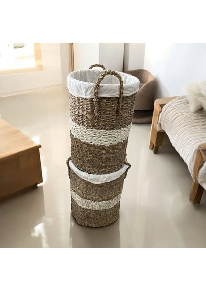 2'li Hasır Sepet - Çamaşır Sepeti - Sele - Genel Amaçlı Sepet - 1012