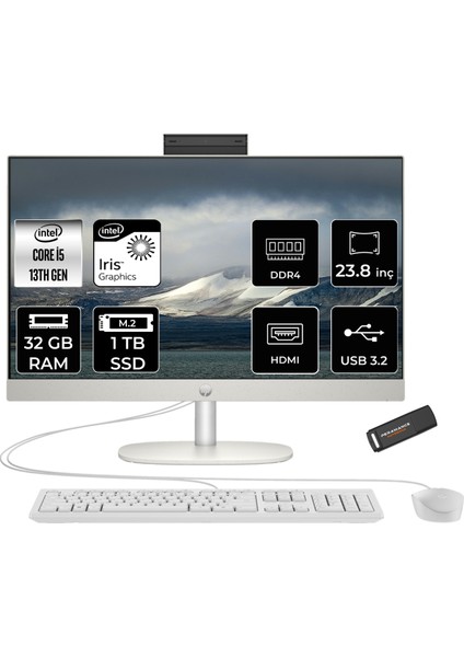 Proone 240 G10 Intel Core I5 1335U 32GB 1tb SSD 23.8" Fhd Fdos All In One Bilgisayar & Per4 USB Bellek A1JZ0ESPN328