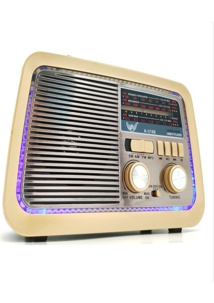 Nostalji Klasik Radyo Ahşap USB Bluetooth 3 Band Klasik Radyo