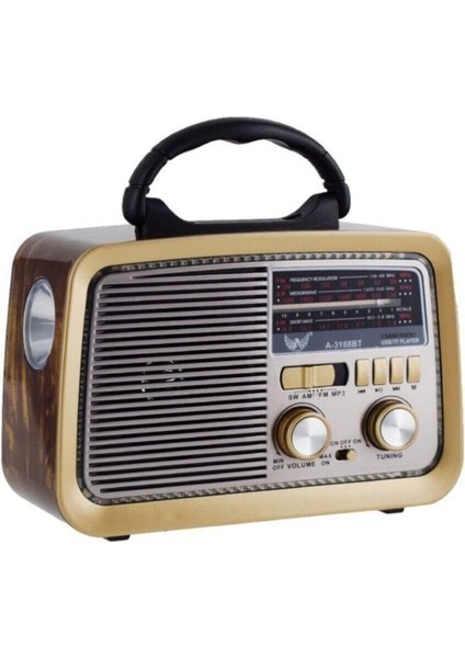 Nostalji Klasik Radyo Ahşap USB Bluetooth 3 Band Klasik Radyo