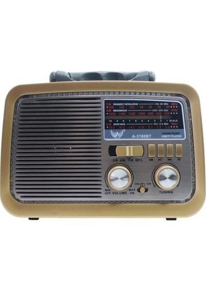 Nostalji Klasik Radyo Ahşap USB Bluetooth 3 Band Klasik Radyo