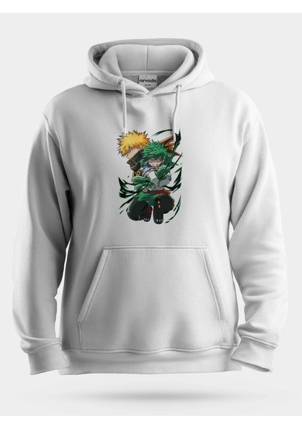 Bakugo ve Midoriya My Hero Unisex Kapüşonlu Sweatshirt