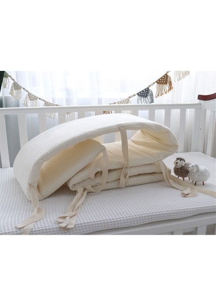 Krem 60X120 Waffle Pike Kumaş Beşik Kenar Koruma / Beşik Süngerli Bariyer Koruyucu fiyatları