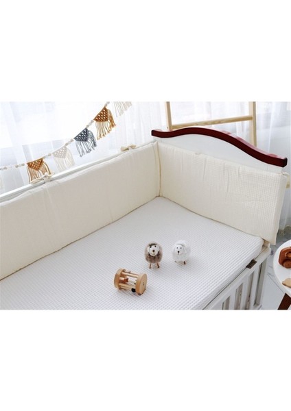 Krem 60X120 Waffle Pike Kumaş Beşik Kenar Koruma / Beşik Süngerli Bariyer Koruyucu indirimleri