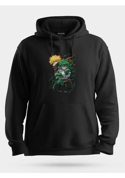 Bakugo ve Midoriya My Hero Unisex Kapüşonlu Sweatshirt