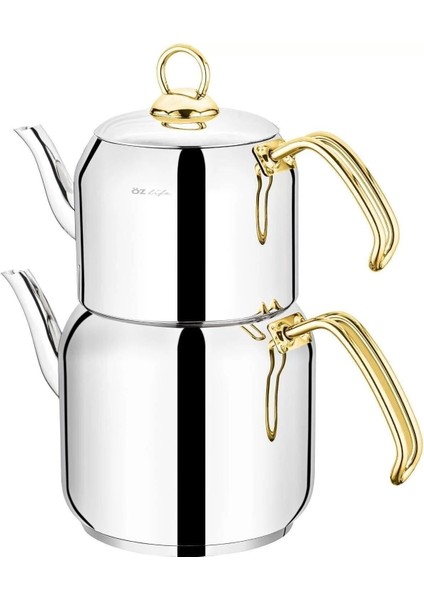 Şık Beyaz Çelik Çaydanlık, 1,4 L, dayanıklı ve modern tasarım.