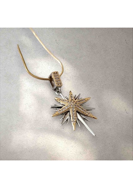 Kutup Yıldızı Zincirli Charm Çelik Kolye