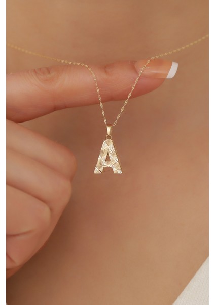 14 Ayar Altın A Harf Küçük Füzyon Kolye