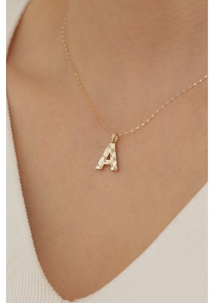 14 Ayar Altın A Harf Küçük Füzyon Kolye modelleri