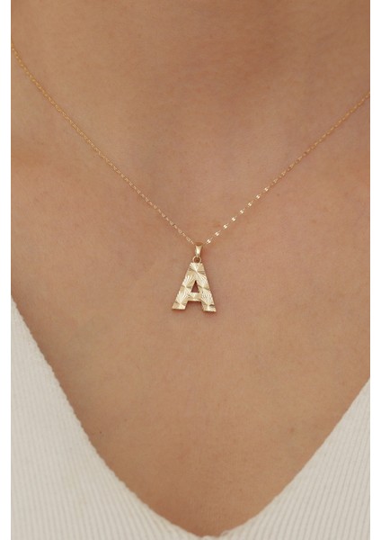 14 Ayar Altın A Harf Küçük Füzyon Kolye fırsatları