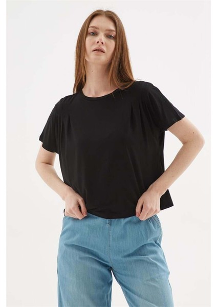 Fashıon Frıends Kadın Dökümlü Crop Bluz 25Y0512K1