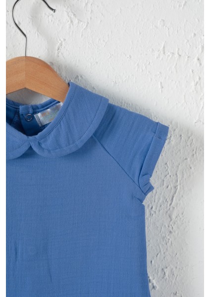 Bebek Mavi Müslin Çıtçıtlı Tulum, Rahat Kalıp